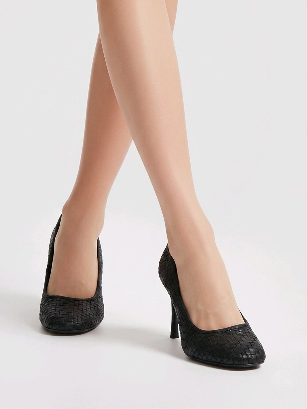 H&M Black Woven High Heel Pumps
